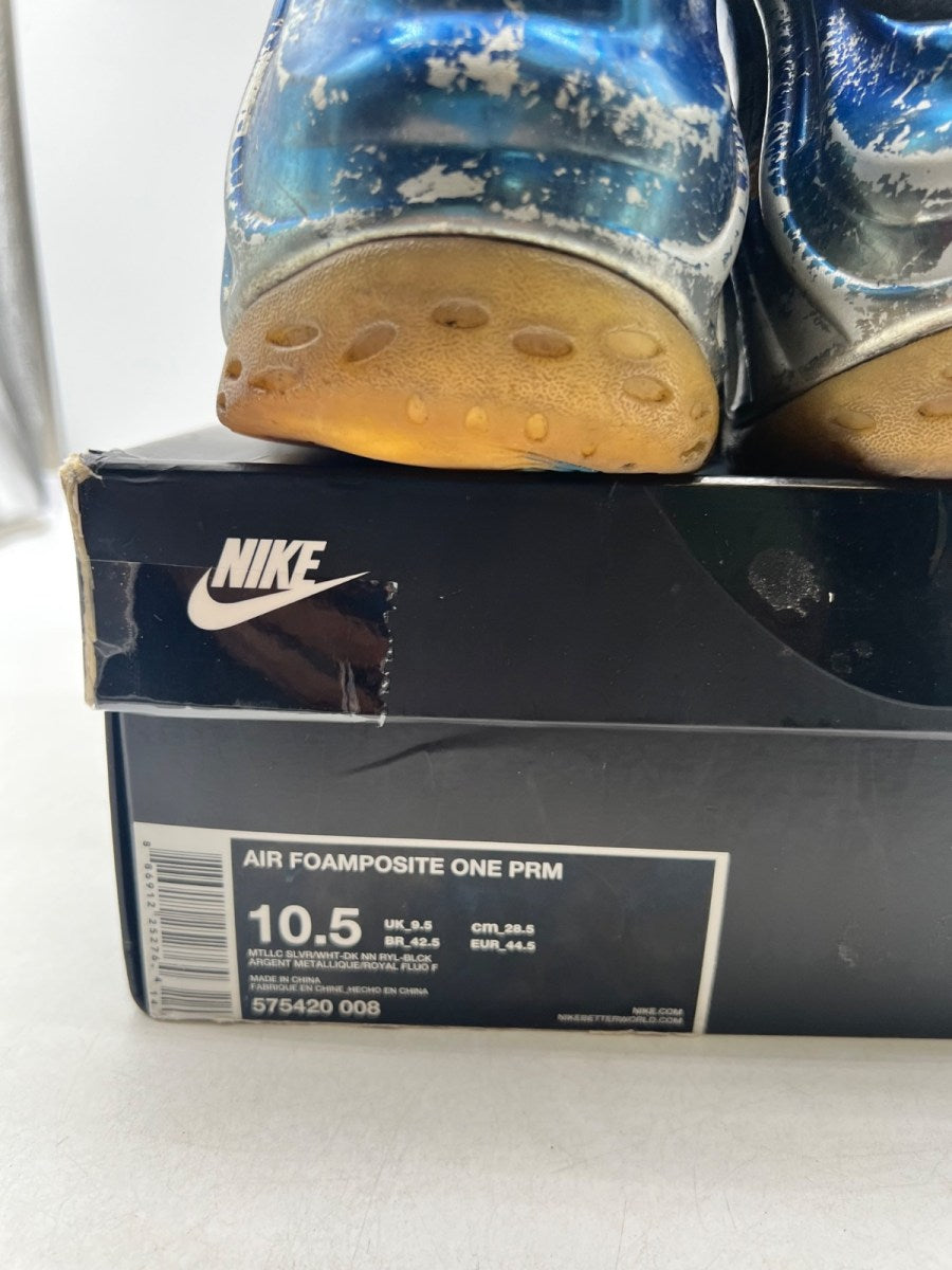 Nike Air Foamposite One Blue Mirror 10.5 (Heavily Worn Pre-Owned)NikeMetallic Silver/Black-Dark Neon Royal-White - Image 4