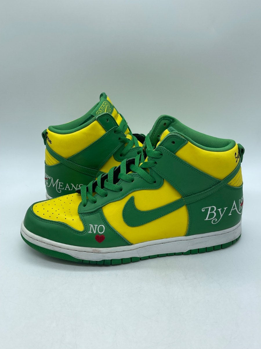 Nike SB Dunk High Supreme By Any Means Brazil 12 (Moderately Worn Pre-Owned)NikeVarsity Maize/Pine Green-White - Image 1