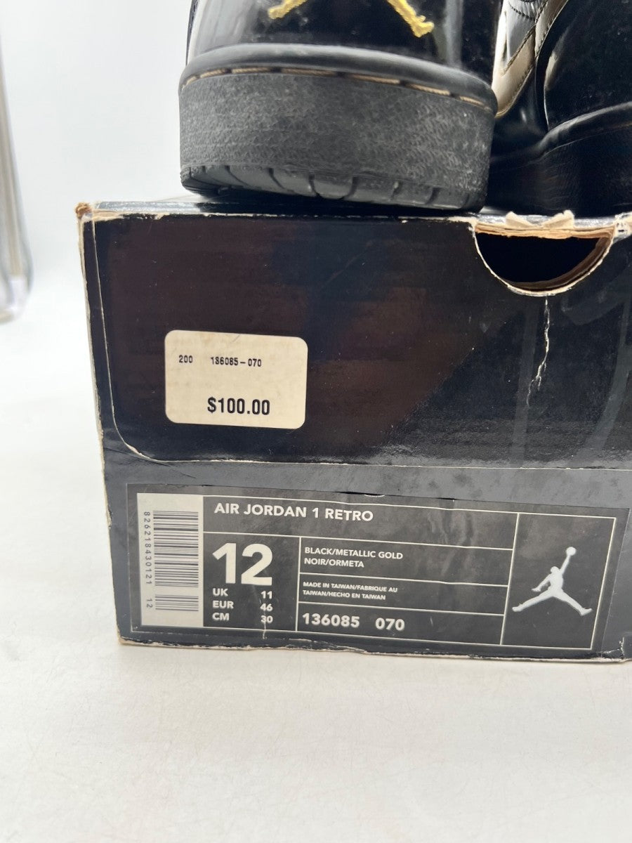 Jordan 1 Retro Black Metallic Gold (2003) 12 (Heavily Worn Pre-Owned) - Image 6
