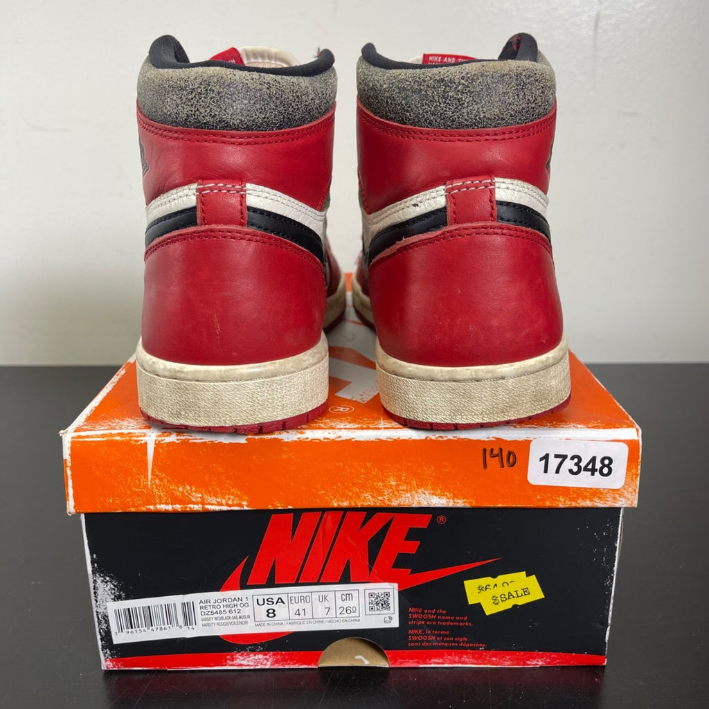 Jordan 1 Retro High OG Chicago Lost and Found 8 (Moderately Worn Pre-Owned)JordanVarsity Red/Black-Sail-Muslin - Image 4