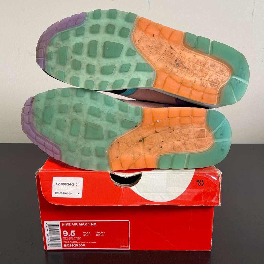 Nike Air Max 1 Have a Nike Day 9.5 (Moderately Worn Pre-Owned)NikeSpace Purple/Black-Bleached Coral - Image 5