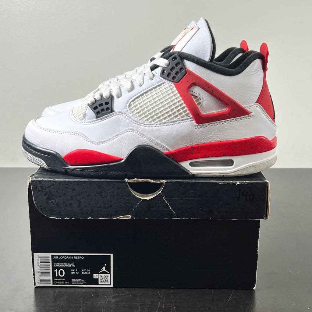 Jordan 4 Retro Red Cement 10 (Lightly Worn Pre-Owned)JordanWhite/Fire Red/Black/Neutral Grey - Image 3