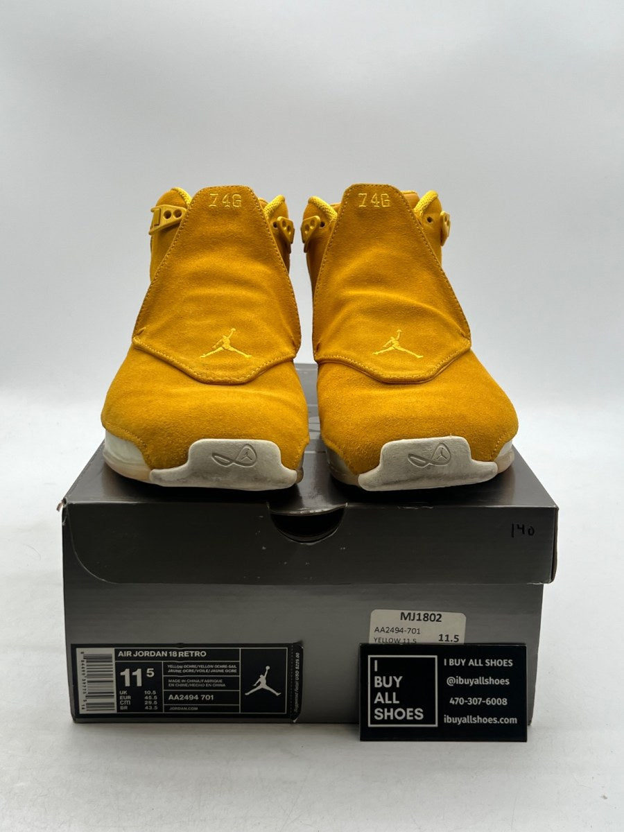 Jordan 18 Retro Yellow Ochre 11.5 (Lightly Worn Pre-Owned) - Image 2