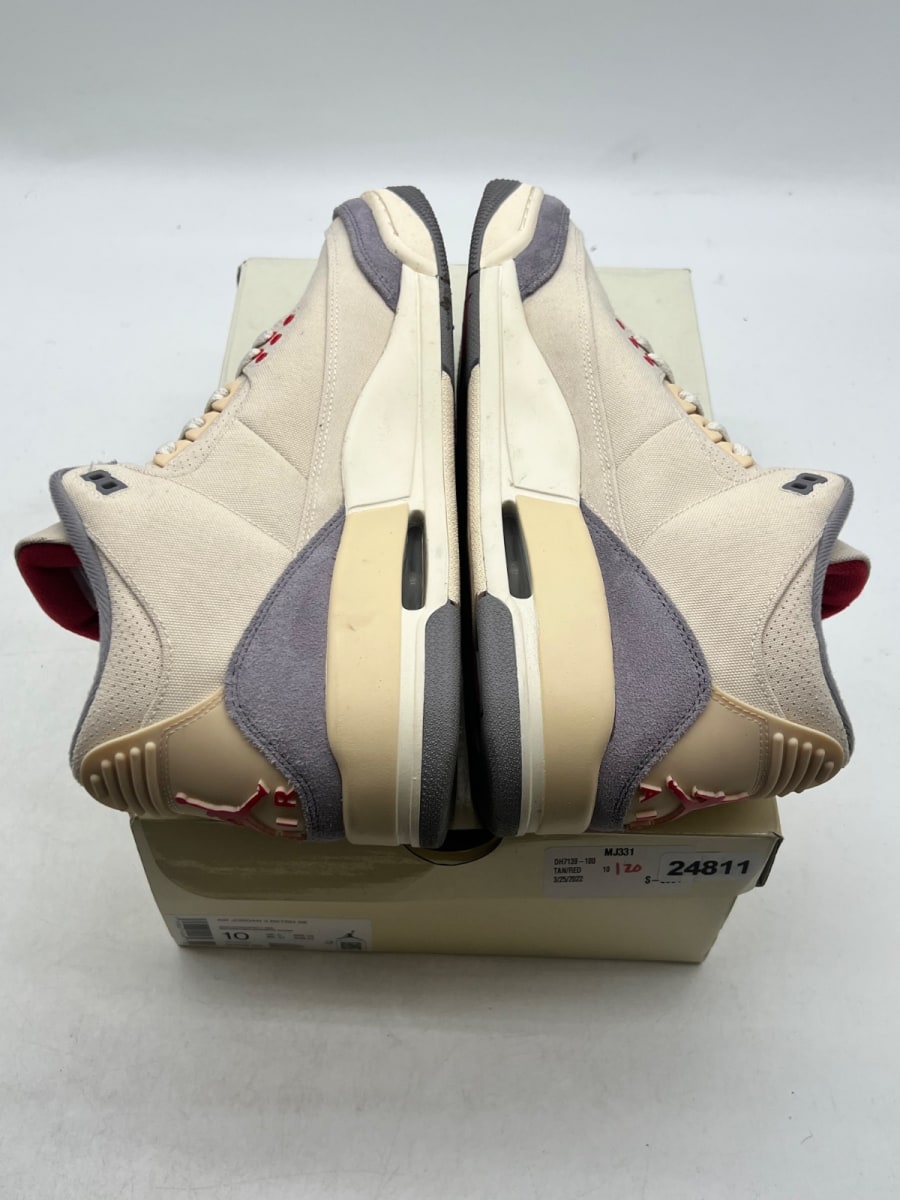 Jordan 3 Retro Muslin 10 (Lightly Worn Pre-Owned)JordanMuslin/University Red-Cement Grey-Sail - Image 9