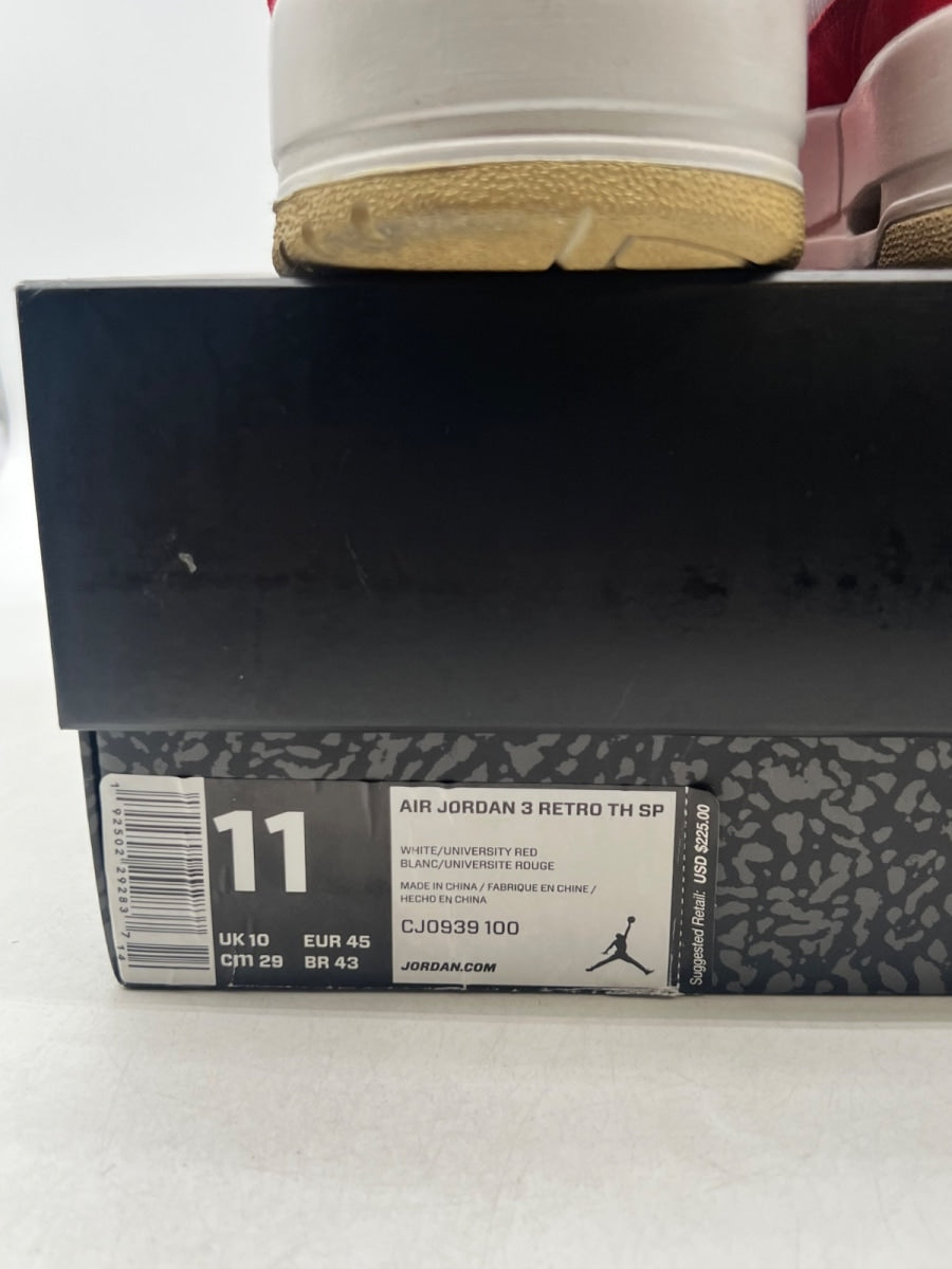 Jordan 3 Retro Tinker White University Red 11 (Heavily Worn Pre-Owned)JordanWhite/University Red-Neutral Grey - Image 4