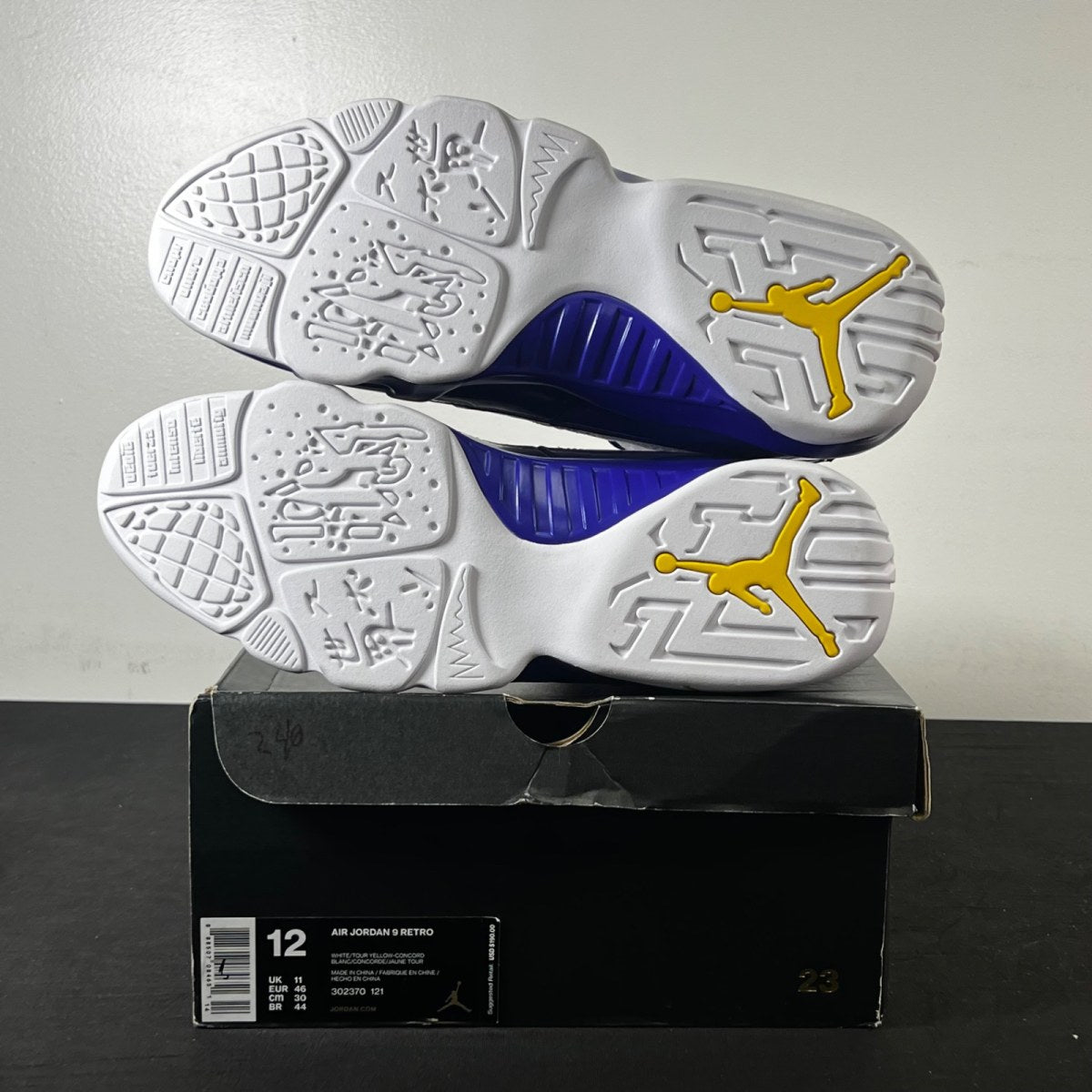 Jordan 9 Retro Kobe Bryant PE 12 (New Pre-Owned)JordanWhite/Concord-Tour Yellow - Image 5