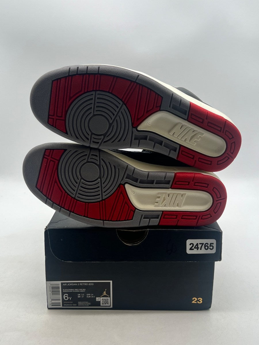 Jordan 2 Retro Black Cement (GS) 6Y (Lightly Worn Pre-Owned)JordanBlack/Fire Red/Sail/Cement Grey - Image 7