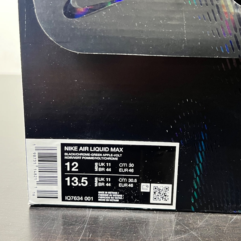 Nike Air Liquid Max Black Green Apple 12 (Lightly Worn Pre-Owned)NikeBlack/Chrome/Green Apple/Volt/Radiant Green/Clear - Image 5