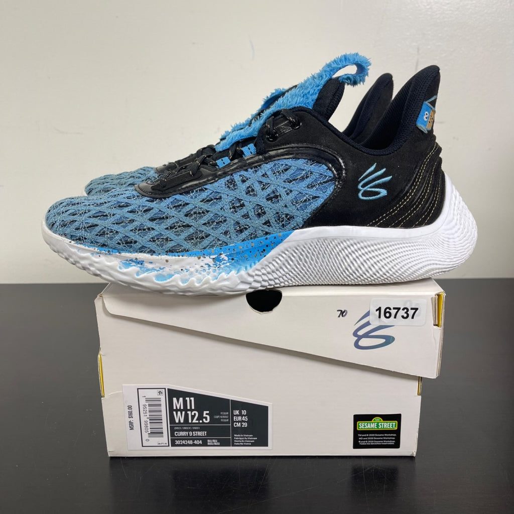 Under Armour Curry Flow 9 Sesame Street Cookie Monster 11 (Moderately Worn Pre-Owned)Under ArmourViral Blue/Black/White - Image 3