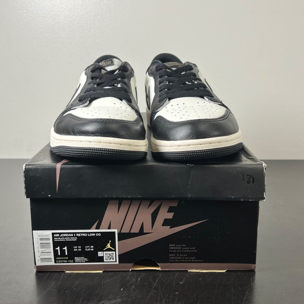 Jordan 1 Retro Low OG Mocha 11 (Lightly Worn Pre-Owned)JordanWhite/Black-Dark Mocha - Image 2
