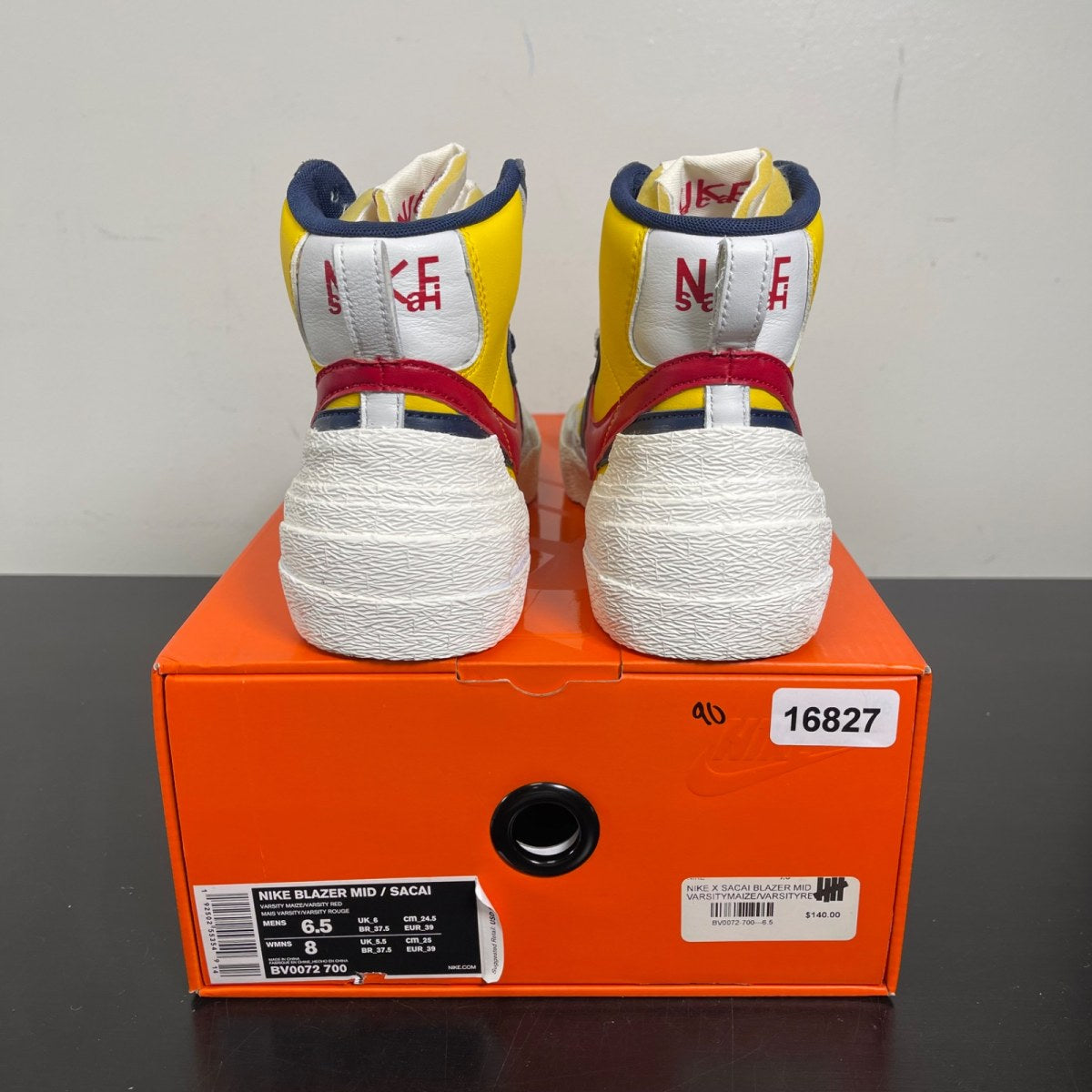 Nike Blazer Mid sacai Snow Beach 6.5 (Moderately Worn Pre-Owned)NikeWhite/Obsidian-University Red-Varsity Maize - Image 4