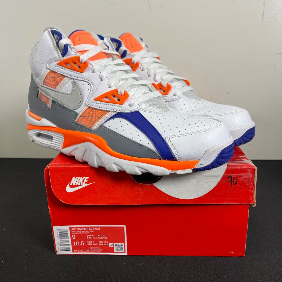 Nike Air Trainer SC High Auburn 9 (Moderately Worn Pre-Owned)NikeSail/Light Zen Grey/Tart - Image 1
