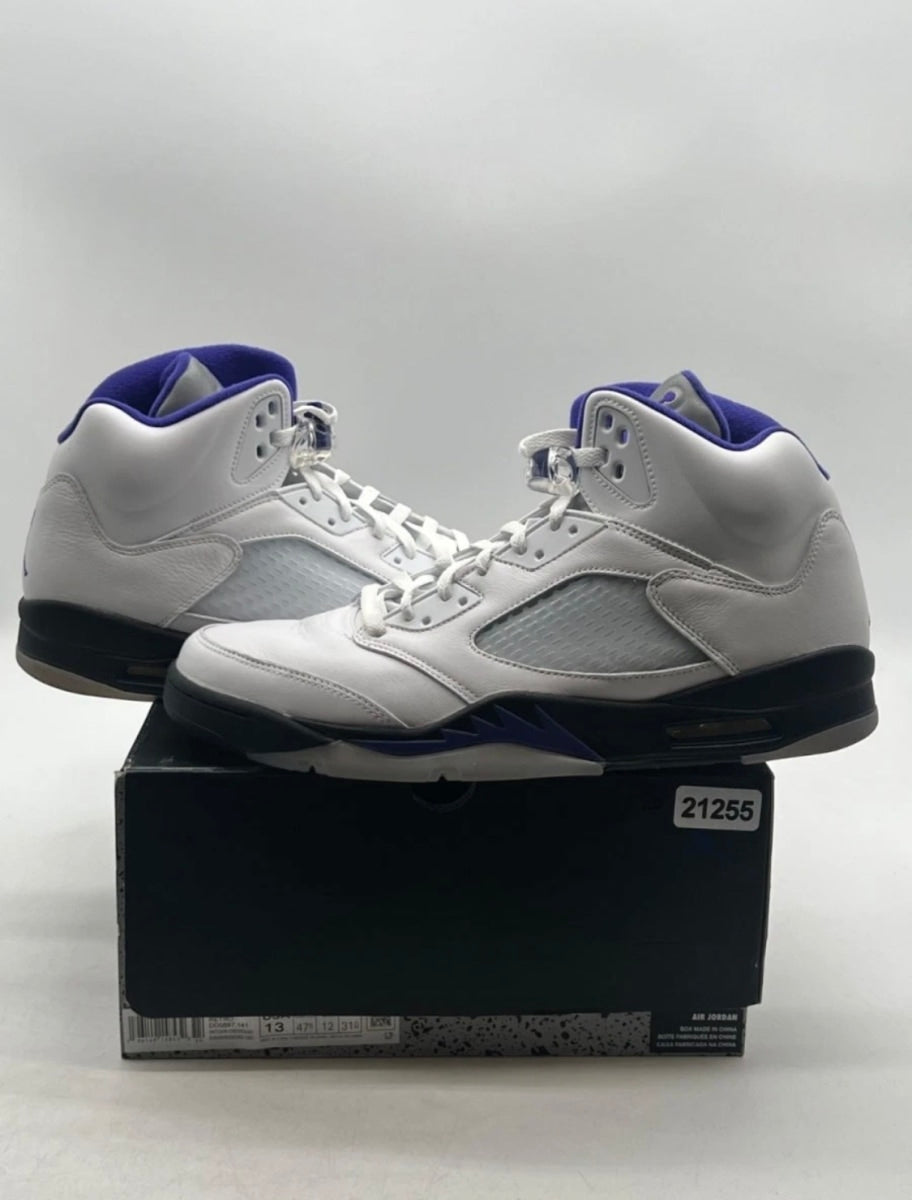 Jordan 5 Retro Dark Concord 13 (Heavily Worn Pre-Owned)JordanWhite/Dark Concord-Black - Image 1