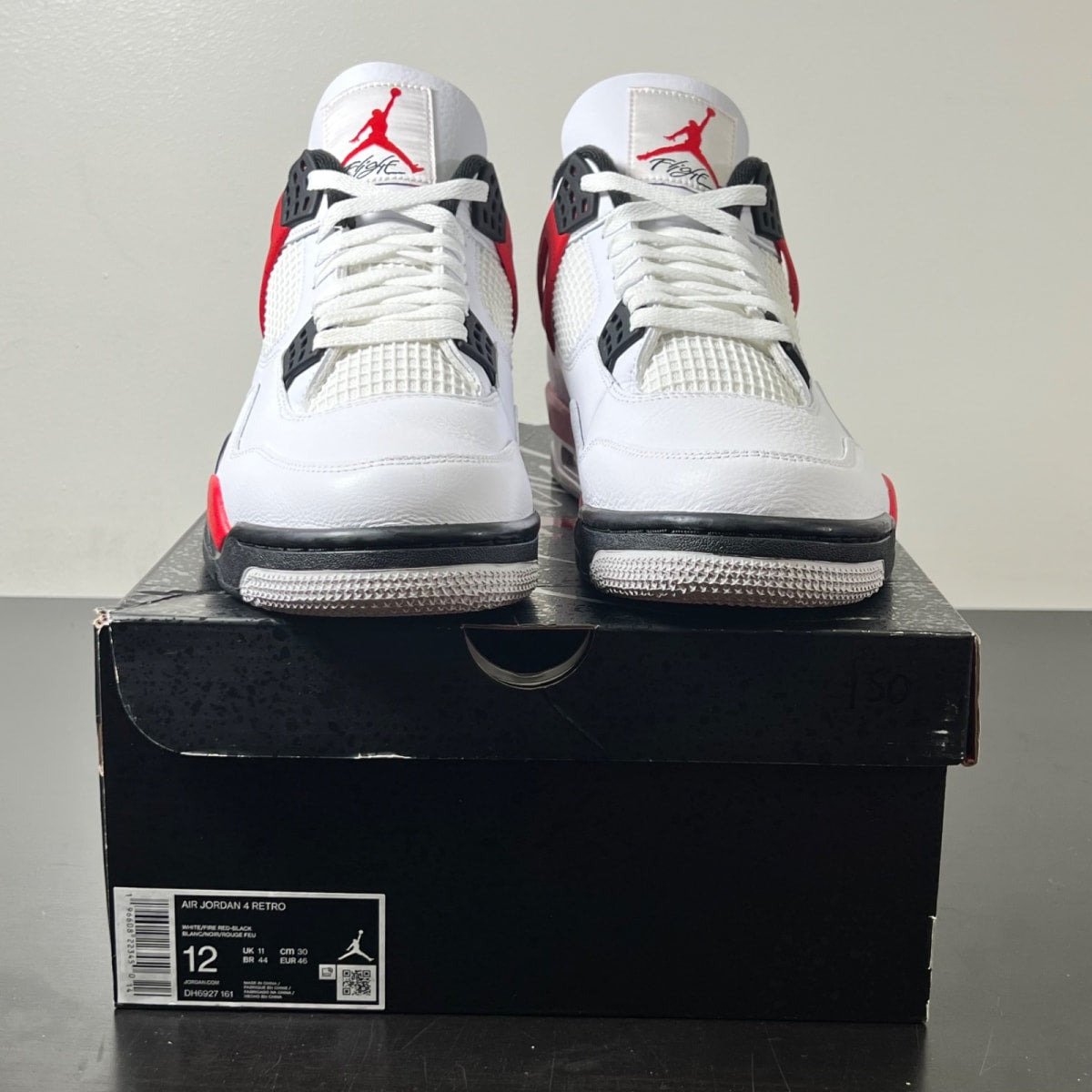 Jordan 4 Retro Red Cement 12 (Lightly Worn Pre-Owned)JordanWhite/Fire Red/Black/Neutral Grey - Image 2