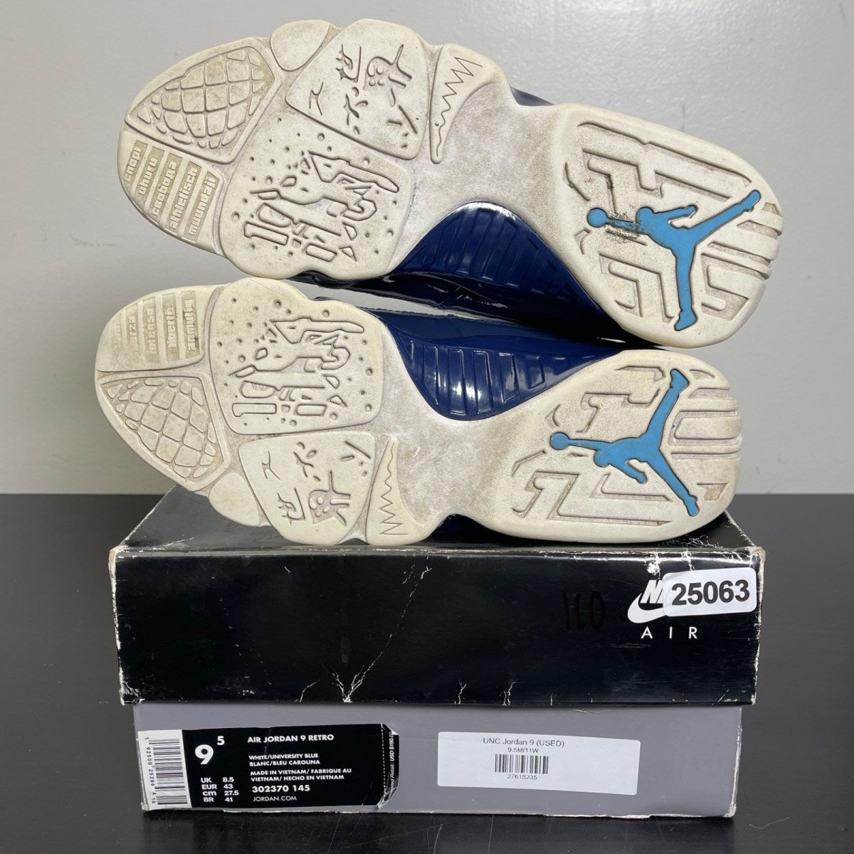 Jordan 9 Retro Pearl Blue 9.5 (Moderately Worn Pre-Owned)JordanWhite/University Blue-Midnight Navy - Image 5