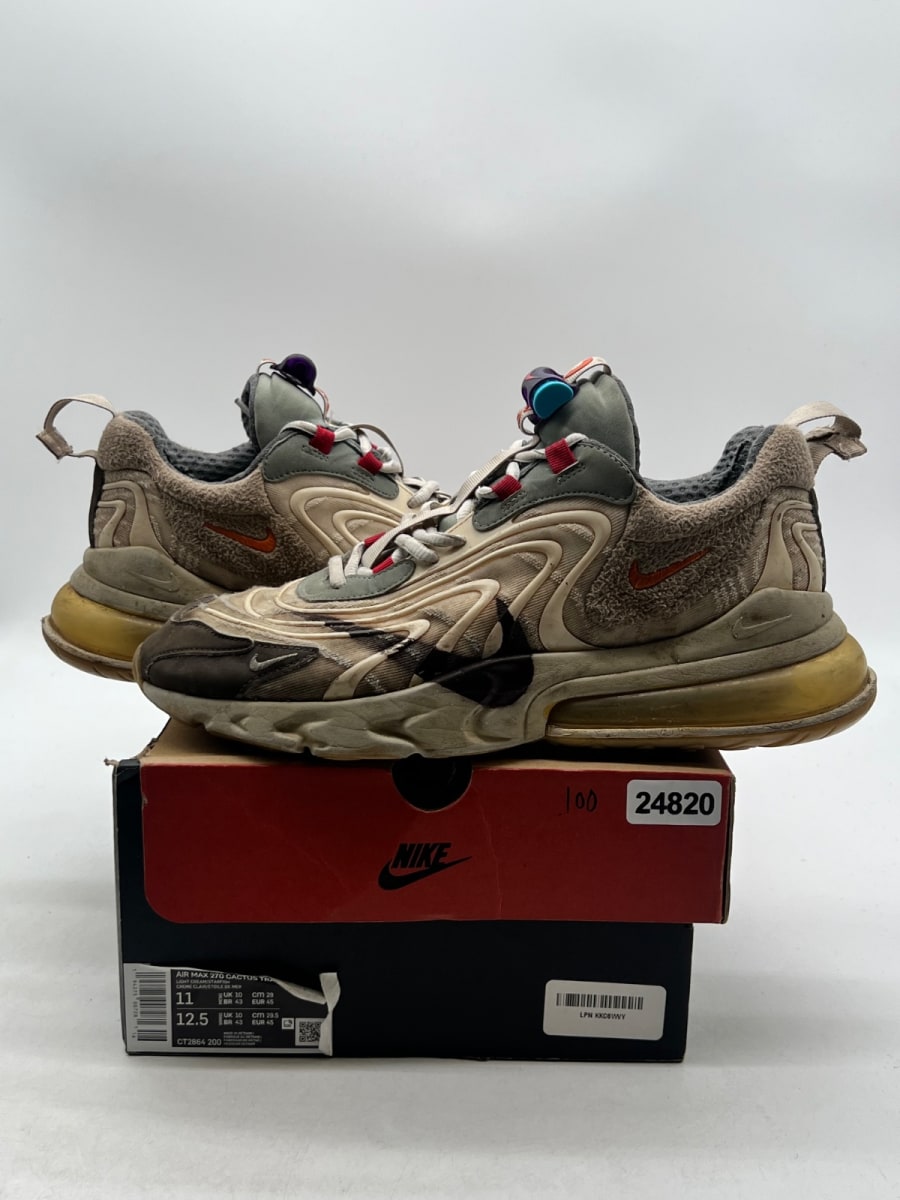 Nike Air Max 270 React ENG Travis Scott Cactus Trails 11 (Heavily Worn Pre-Owned)NikeLight Cream/Dark Hazel-Mica Green-Starfish - Image 1