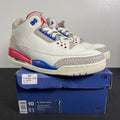 Jordan 3 Retro International Flight 10 (Moderately Worn Pre-Owned)JordanSail/Sport Royal-Light Bone-Fire Red - Image 1