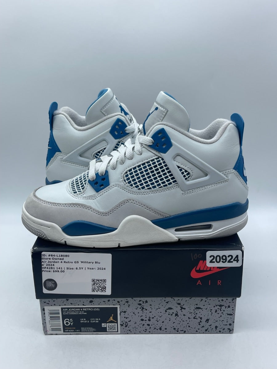 Jordan 4 Retro Military Blue (2024) (GS) 6.5Y (Moderately Worn Pre-Owned) - Image 1