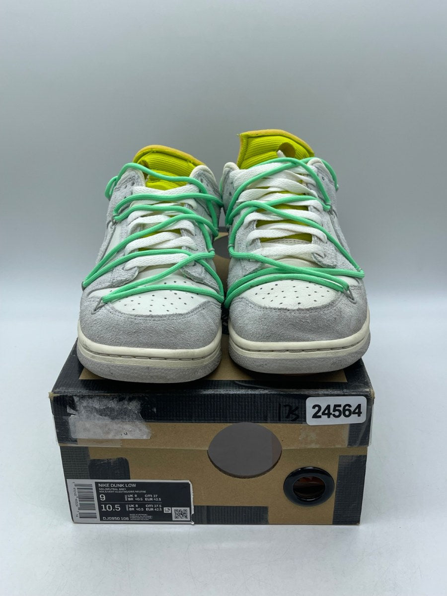 Nike Dunk Low Off-White Lot 14 9 (Moderately Worn Pre-Owned)NikeSail/Neutral Grey-Electro Green - Image 2
