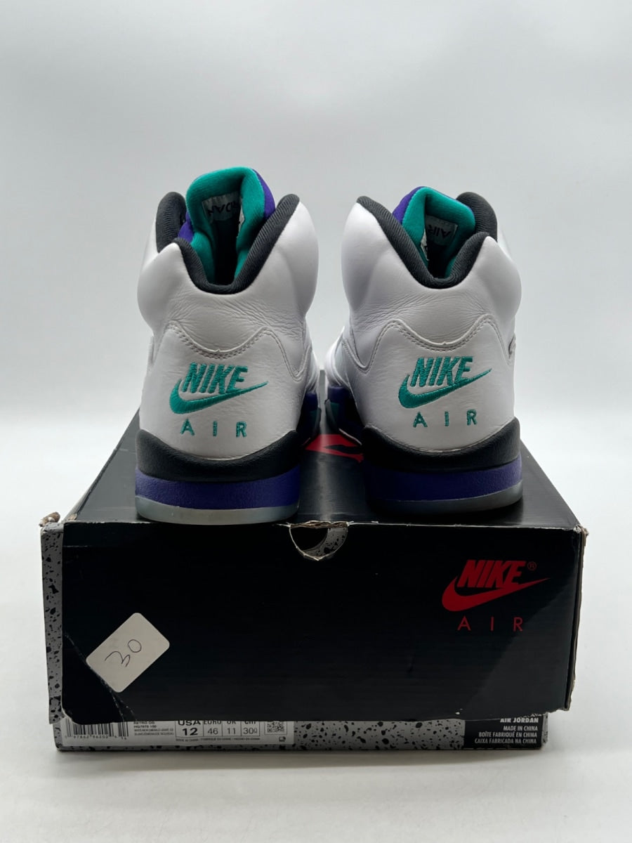 Jordan 5 Retro Grape (2025) 12 (Moderately Worn Pre-Owned)JordanWhite/Grape Ice-New Emerald - Image 3