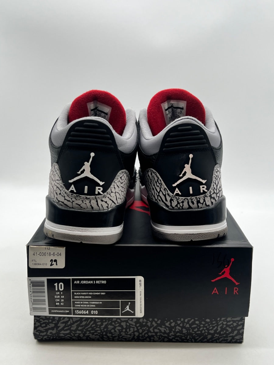 Jordan 3 Retro Black Cement (2011) 10 (Lightly Worn Pre-Owned)JordanBlack/Cement Grey-White-Varsity Red - Image 3