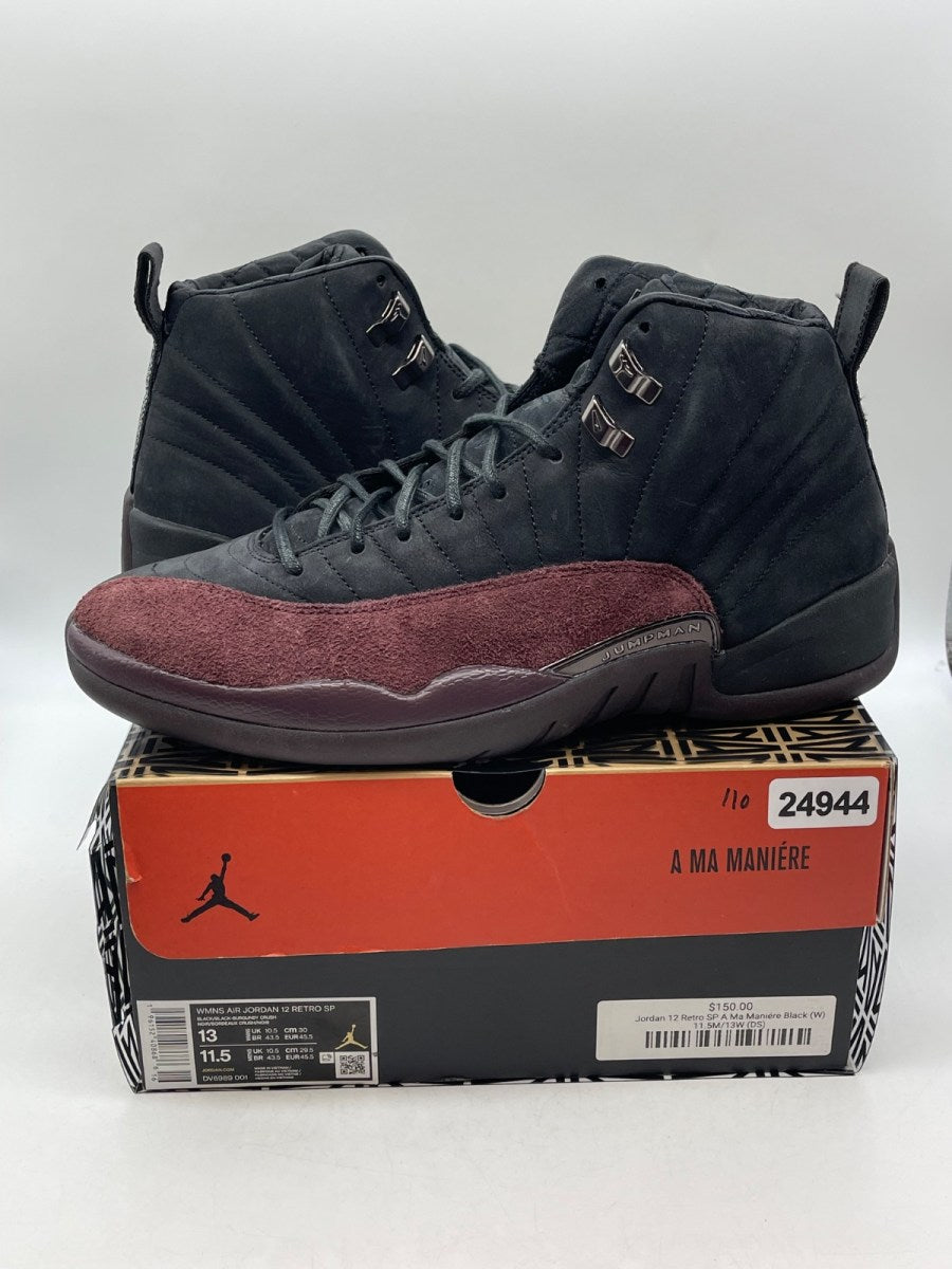 Jordan 12 Retro SP A Ma Maniére Black (Women's) 13W (Moderately Worn Pre-Owned)JordanBlack/Black-Burgundy Crush - Image 1