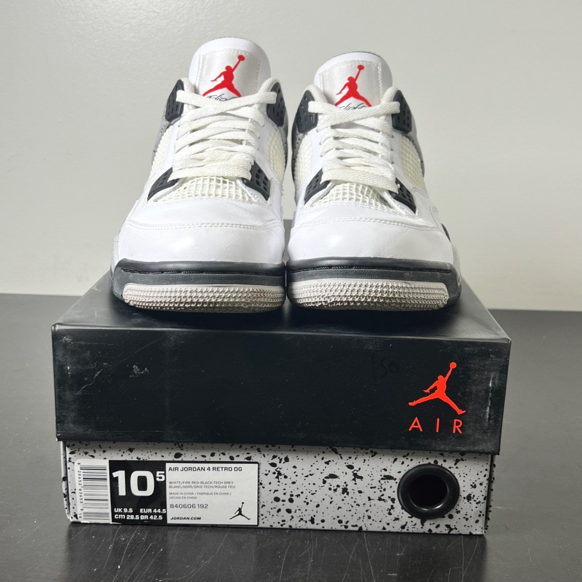 Jordan 4 Retro White Cement (2016) 10.5 (Moderately Worn Pre-Owned)JordanWhite/Fire Red-Black-Tech Grey - Image 2