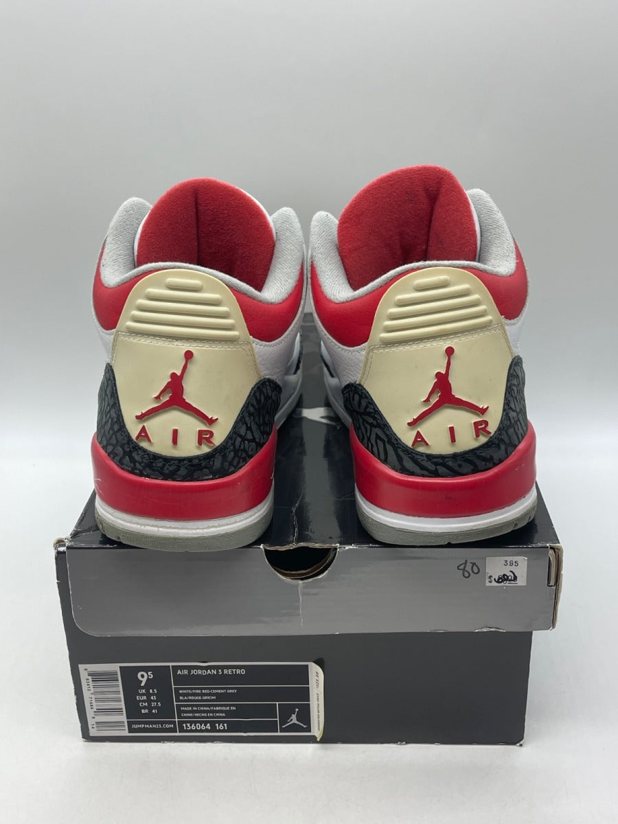 Jordan 3 Retro Fire Red (2007) 9.5 (Moderately Worn Pre-Owned)JordanWhite/Fire Red-Cement Grey - Image 3
