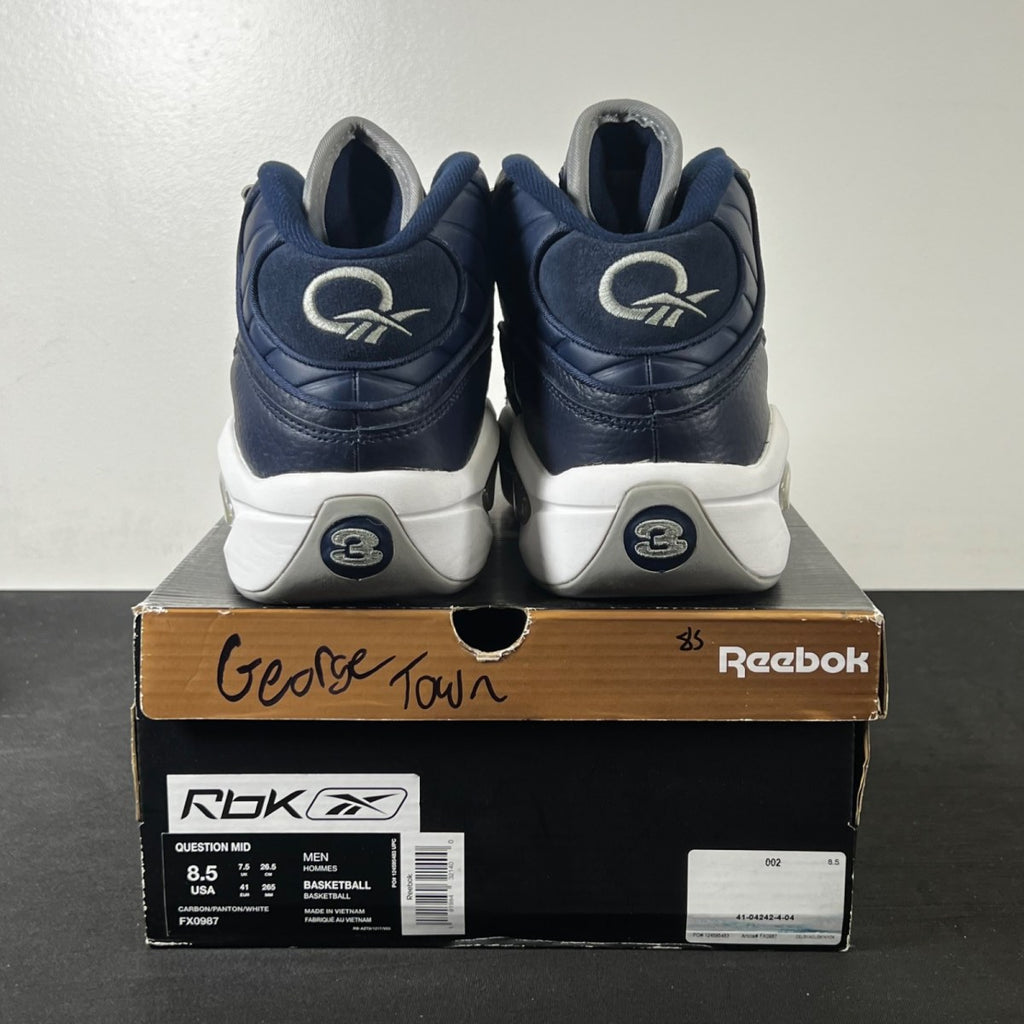 Reebok Question Mid Georgetown (2020) 8.5 (Lightly Worn Pre-Owned)ReebokCarbon/Faux Indigo-White - Image 4