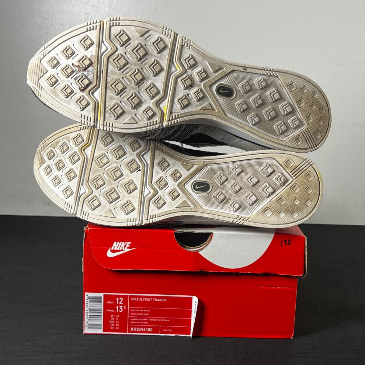 Nike Flyknit Trainer White Black 12 (Lightly Worn Pre-Owned)NikeWhite/Black-White - Image 6