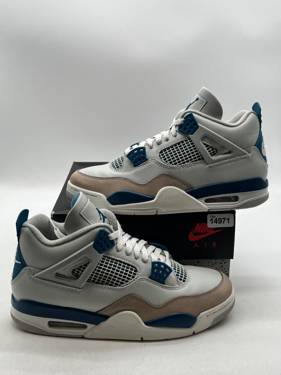 Jordan 4 Retro Military Blue (2024) 10 (Moderately Worn Pre-Owned)JordanOff-White/Military Blue/Neutral Grey - Image 1