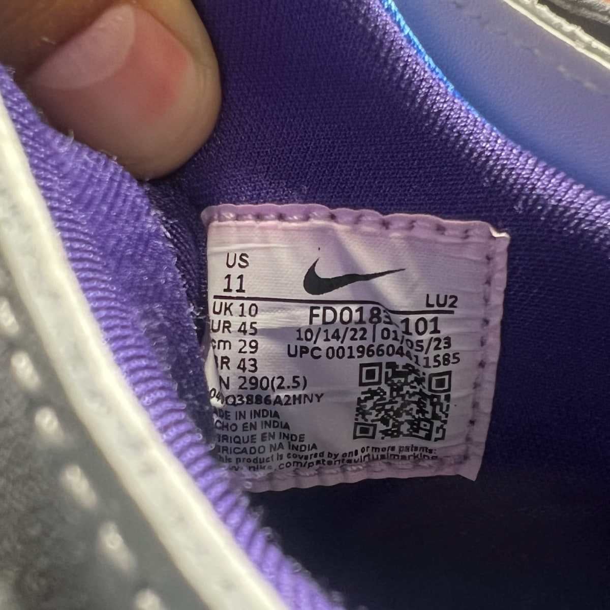 Nike Air Flight Huarache OG White Varsity Purple (2023) 11 (Lightly Worn Pre-Owned)NikeWhite/Varsity Purple-Royal Blue-Menta - Image 7