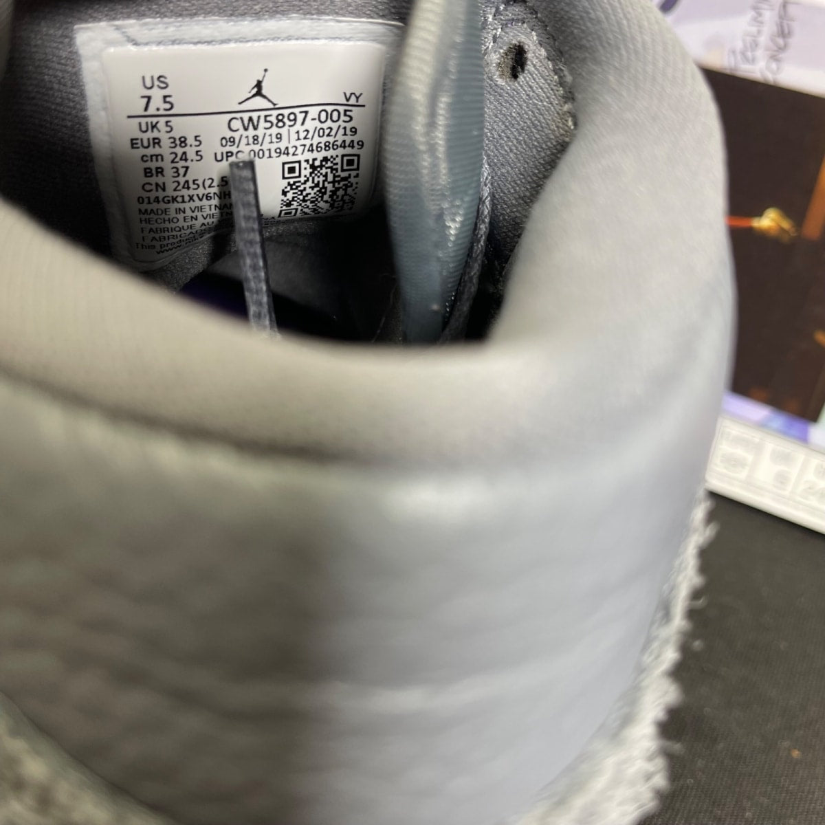 Jordan 1 Mid Sheila Rashid (Women's) 7.5W (Moderately Worn Pre-Owned)JordanMedium Grey/Cool Grey-Court Purple - Image 6
