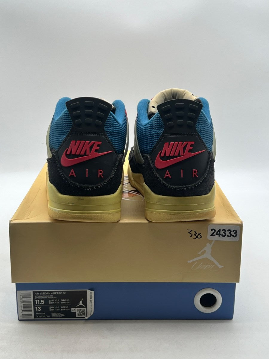 Jordan 4 Retro Union Off Noir 11.5 (Moderately Worn Pre-Owned)JordanOff-Noir/Brigade Blue-Dark Smoke Grey-Light Fusion Red - Image 3