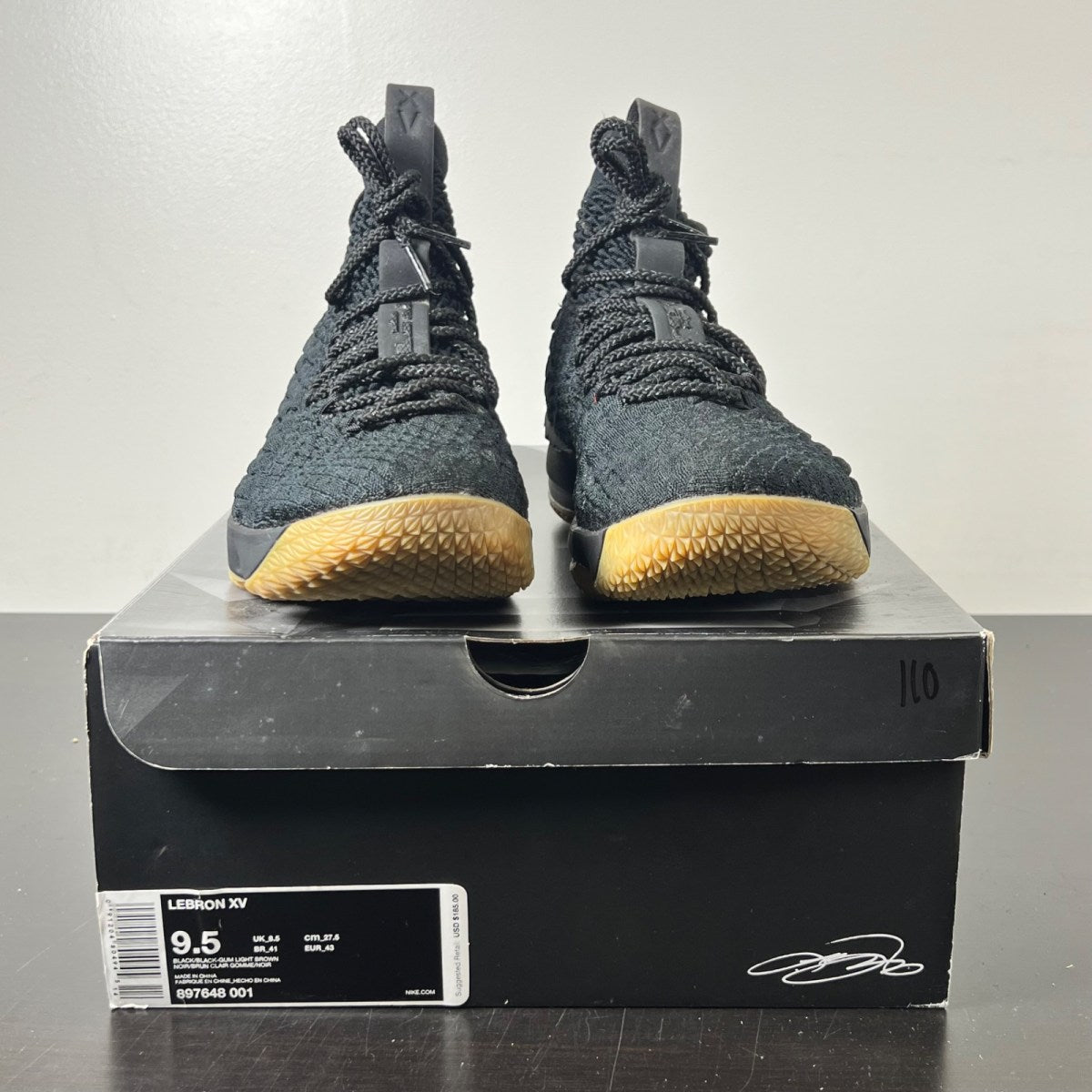 Nike LeBron 15 Black Gum 9.5 (Lightly Worn Pre-Owned)NikeBlack/Gum Light Brown - Image 2