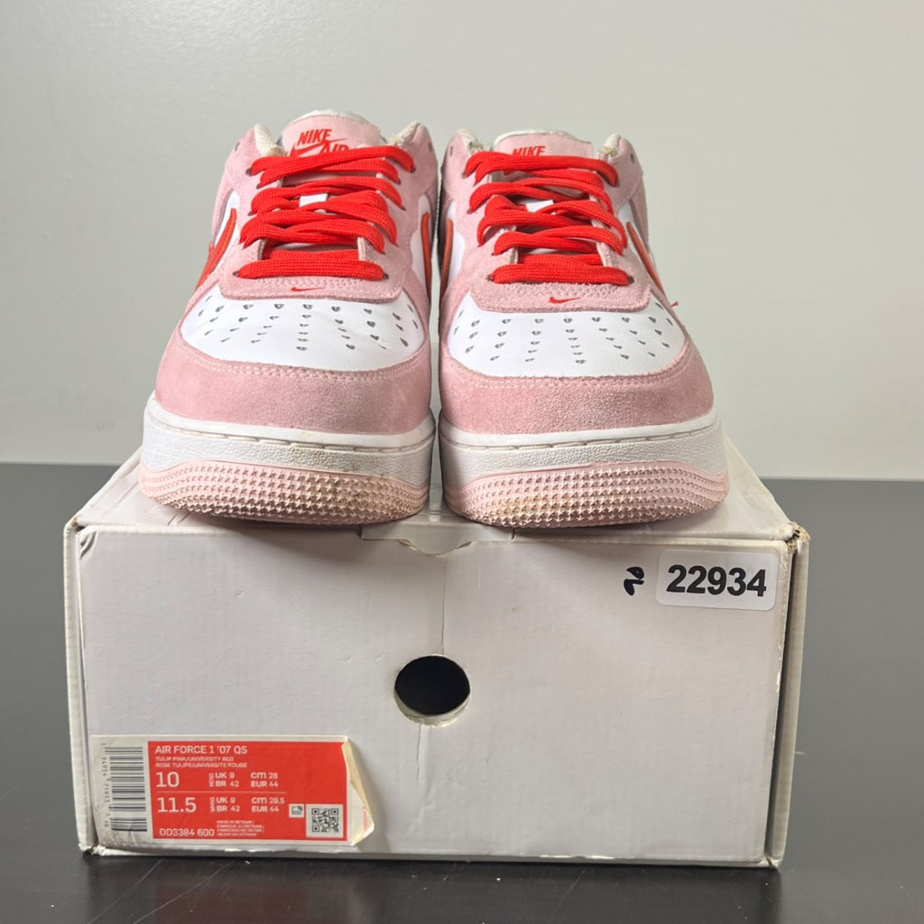 Nike Air Force 1 Low '07 QS Valentine's Day Love Letter 10 (Moderately Worn Pre-Owned)NikeTulip Pink/University Red-White - Image 2