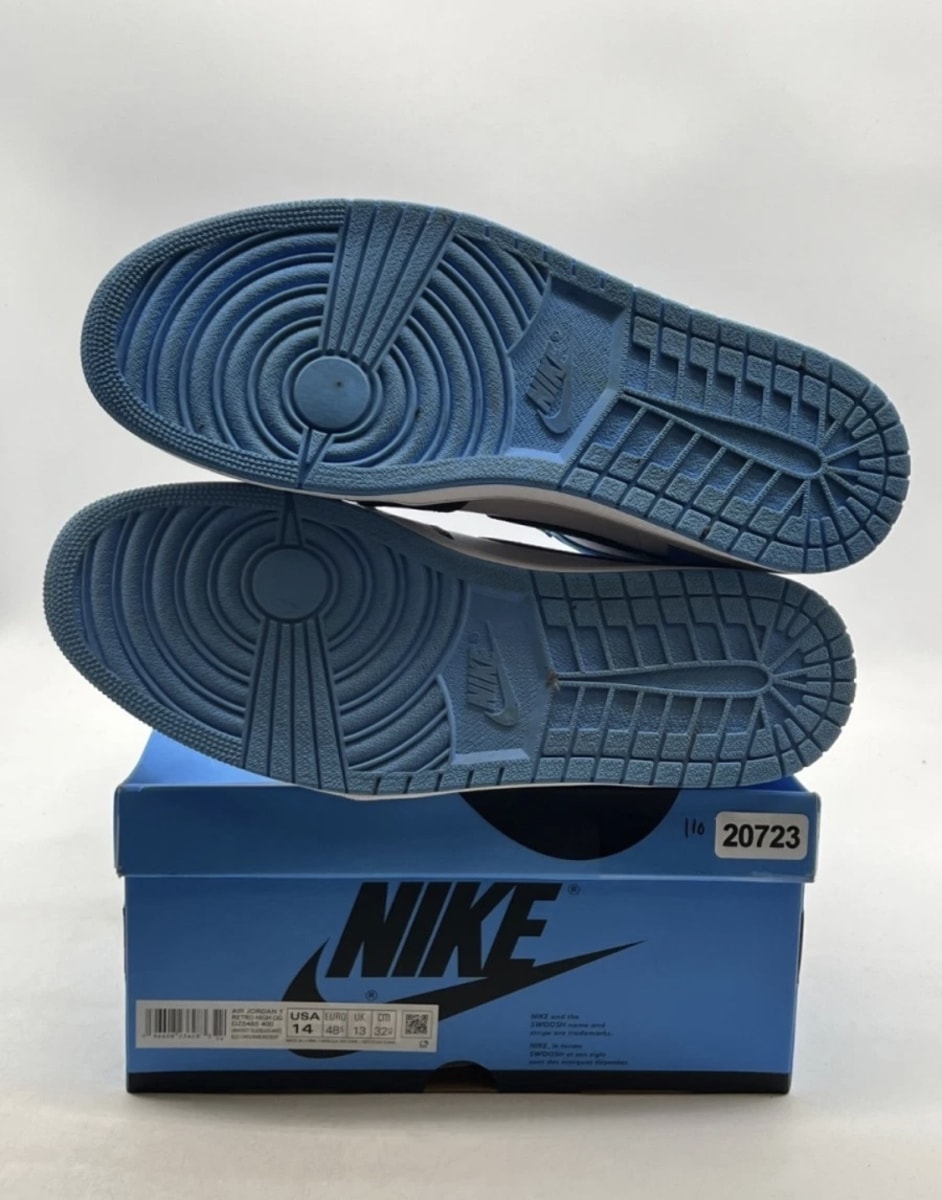 Jordan 1 Retro High OG UNC Toe 14 (Moderately Worn Pre-Owned)JordanUniversity Blue/Black/White - Image 7