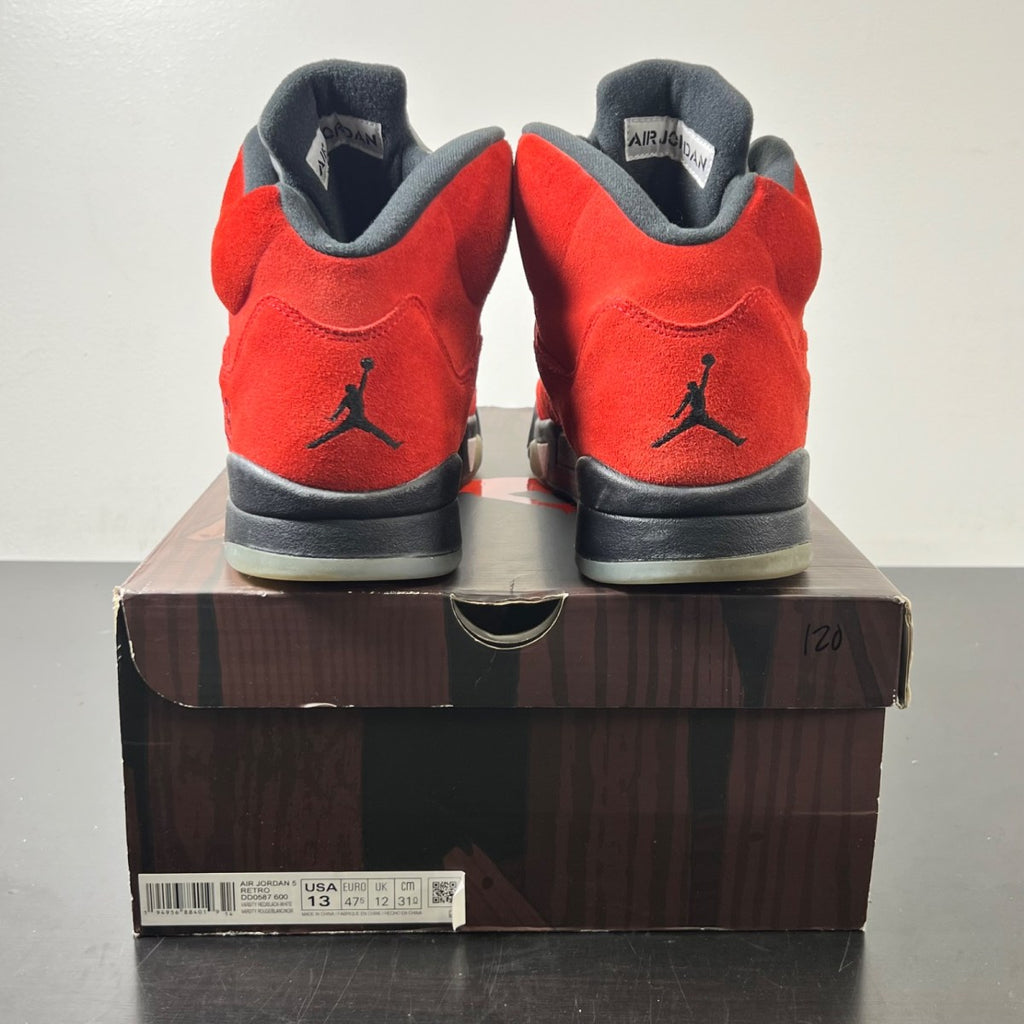 Jordan 5 Retro Raging Bull Red (2021) 13 (Heavily Worn Pre-Owned)JordanVarsity Red/Black-White - Image 4