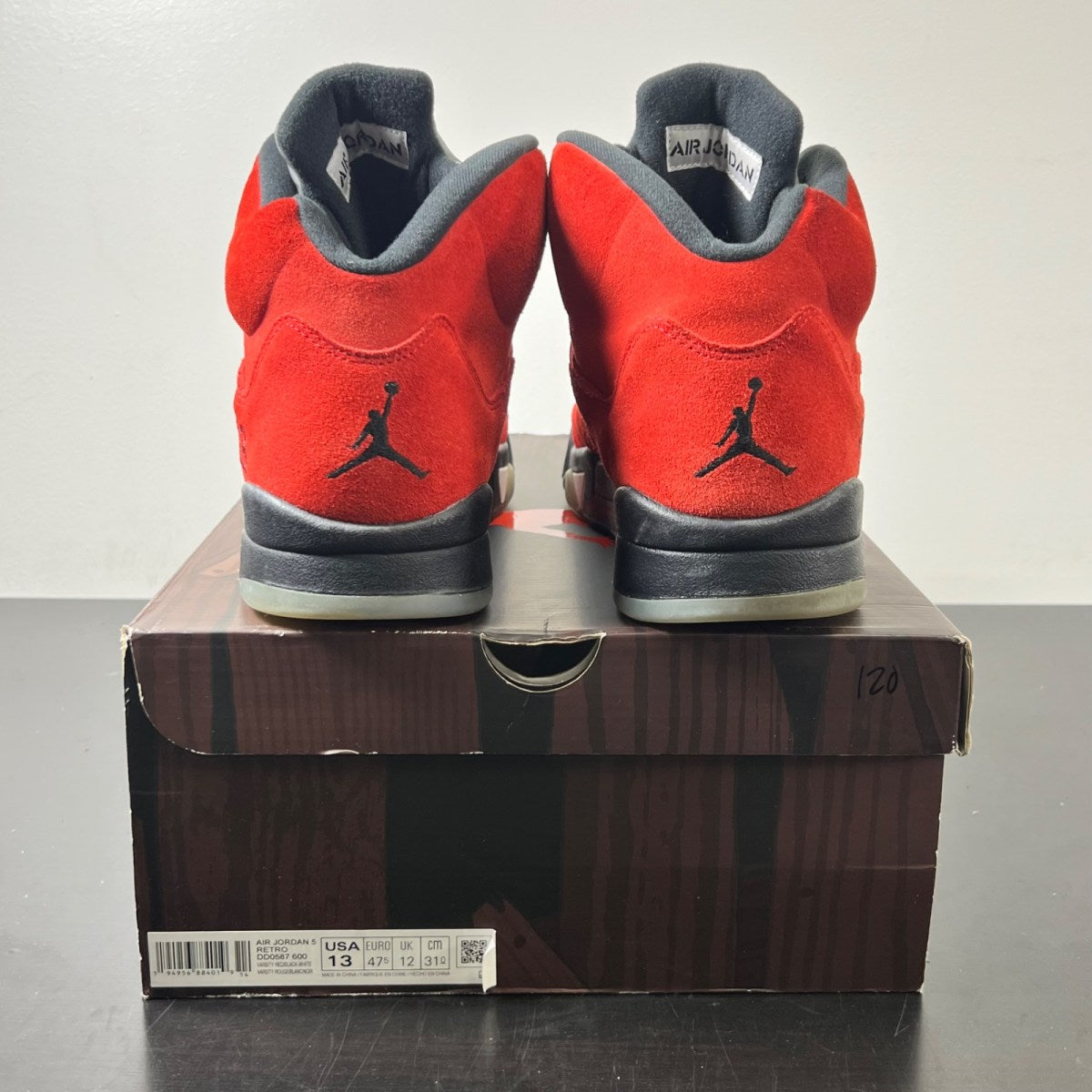 Jordan 5 Retro Raging Bull Red (2021) 13 (Heavily Worn Pre-Owned)JordanVarsity Red/Black-White - Image 4