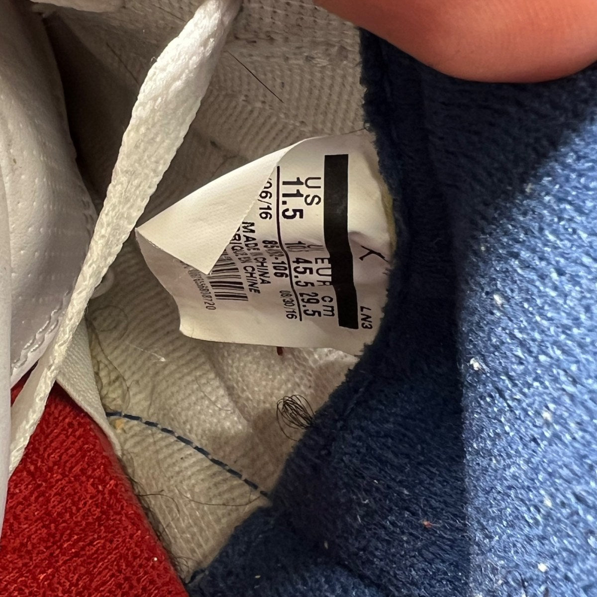 Jordan 3 Retro True Blue (2016) 11.5 (Heavily Worn Pre-Owned)JordanWhite/True Blue-Varsity Red - Image 6