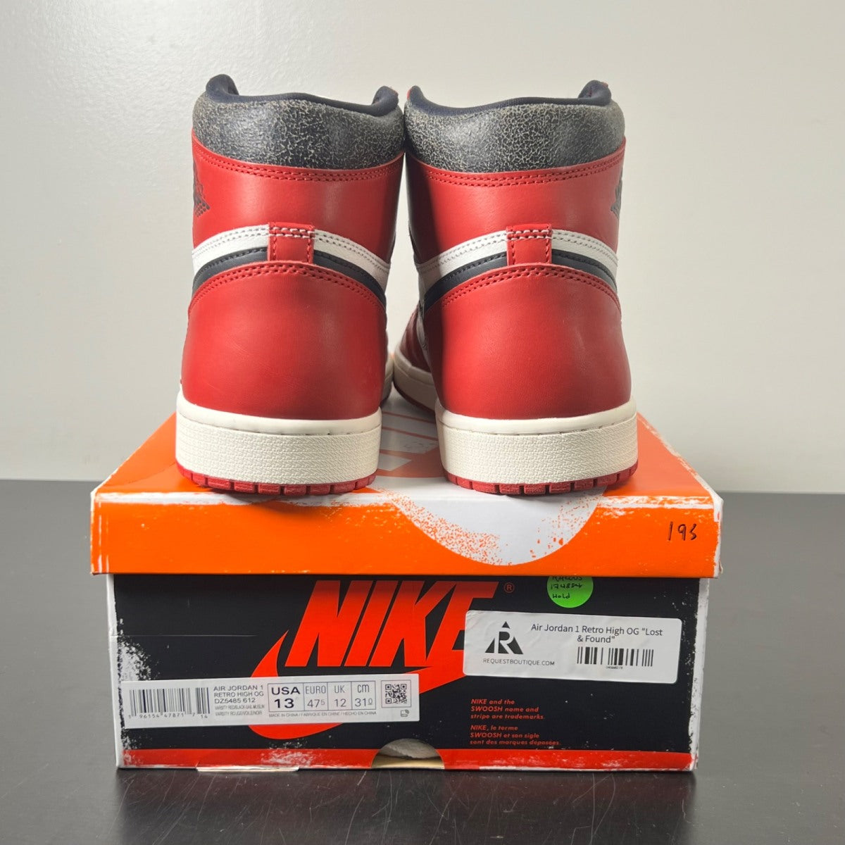 Jordan 1 Retro High OG Chicago Lost and Found 13 (Lightly Worn Pre-Owned)JordanVarsity Red/Black-Sail-Muslin - Image 5