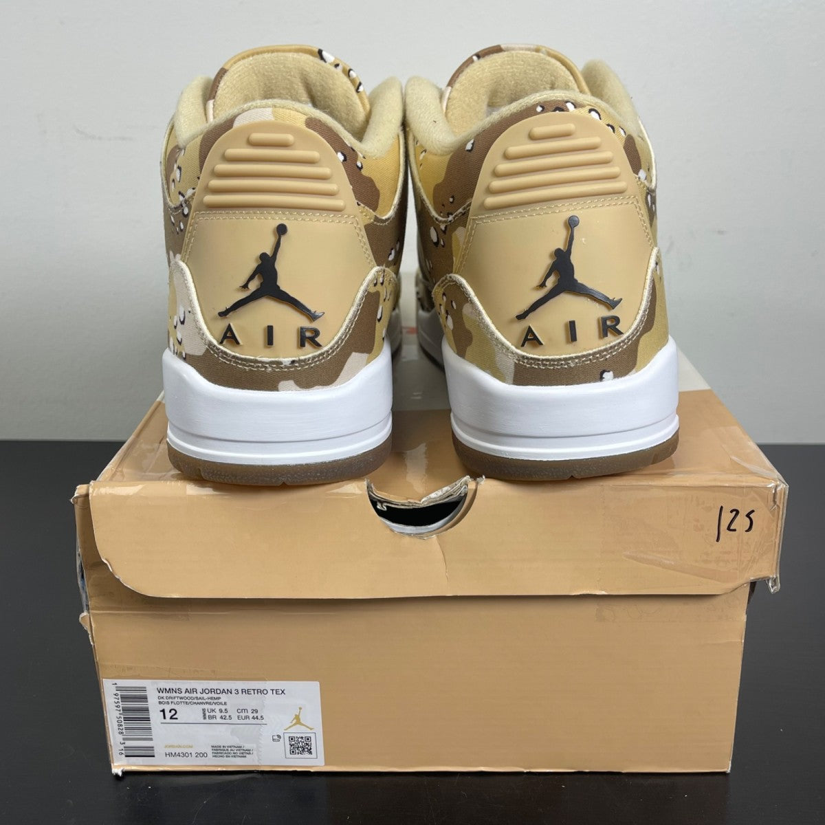 Jordan 3 Retro WNBA Desert Camo (Women's) 12W (Moderately Worn Pre-Owned)JordanDark Driftwood/Sail/Hemp/Velvet Brown/Brilliant Orange/White - Image 4