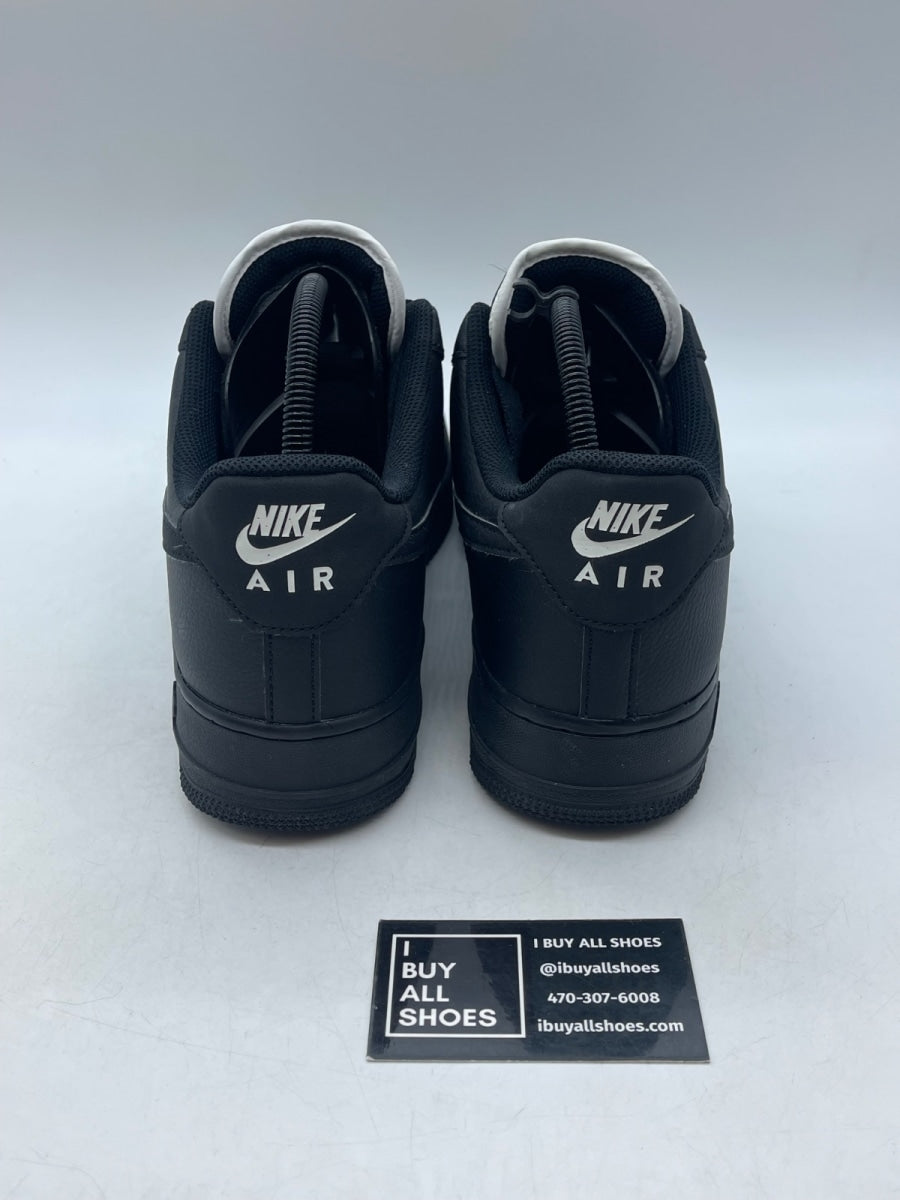 Nike Air Force 1 Low Triple Black (White Tongue) 12 (Moderately Worn Pre-Owned) - Image 3