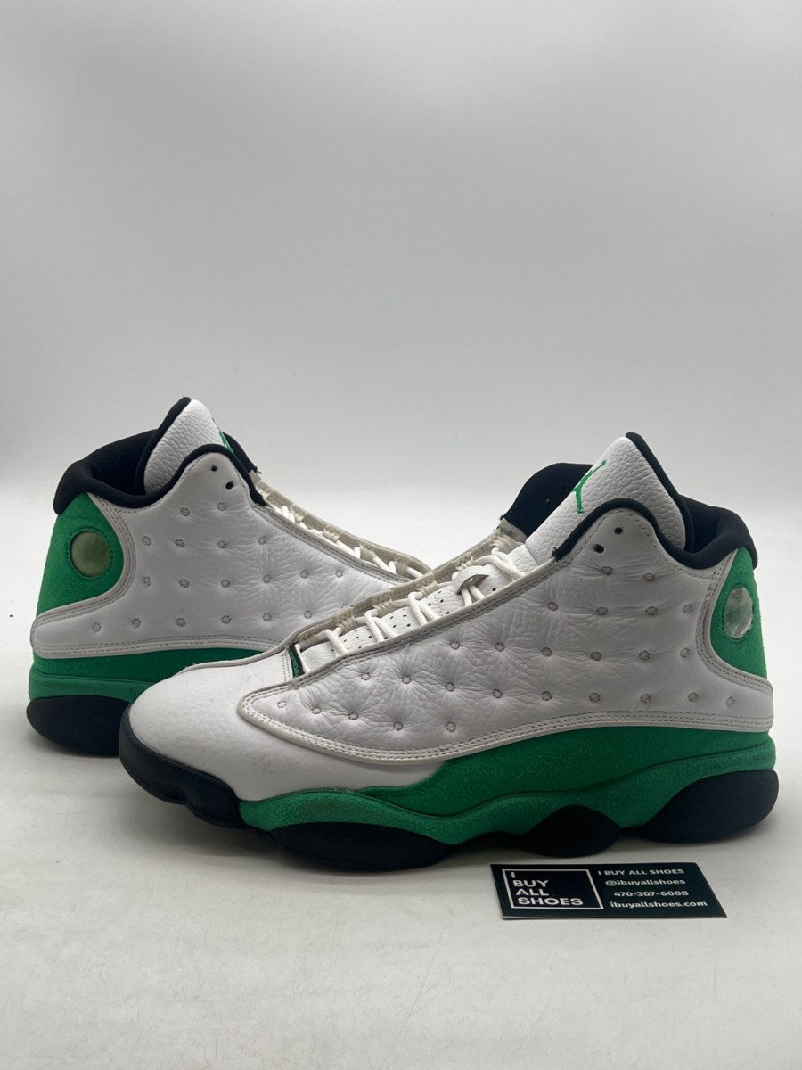 Jordan 13 Retro White Lucky Green 11 (Moderately Worn Pre-Owned) - Image 1