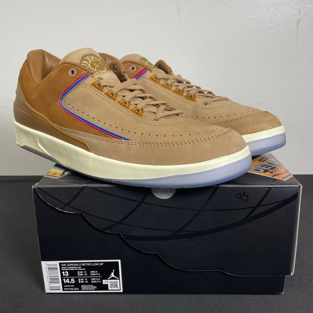 Jordan 2 Retro Low Two 18 13 (Moderately Worn Pre-Owned)JordanRocky Tan/British Tan-Gym Red-Team Royal - Image 1