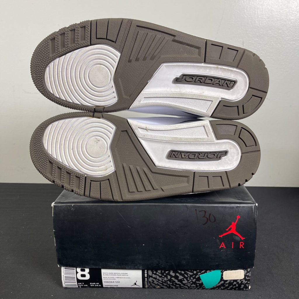 Jordan 3 Retro Mocha (2018) 8 (Moderately Worn Pre-Owned)JordanWhite/Dark Mocha-Chrome - Image 5