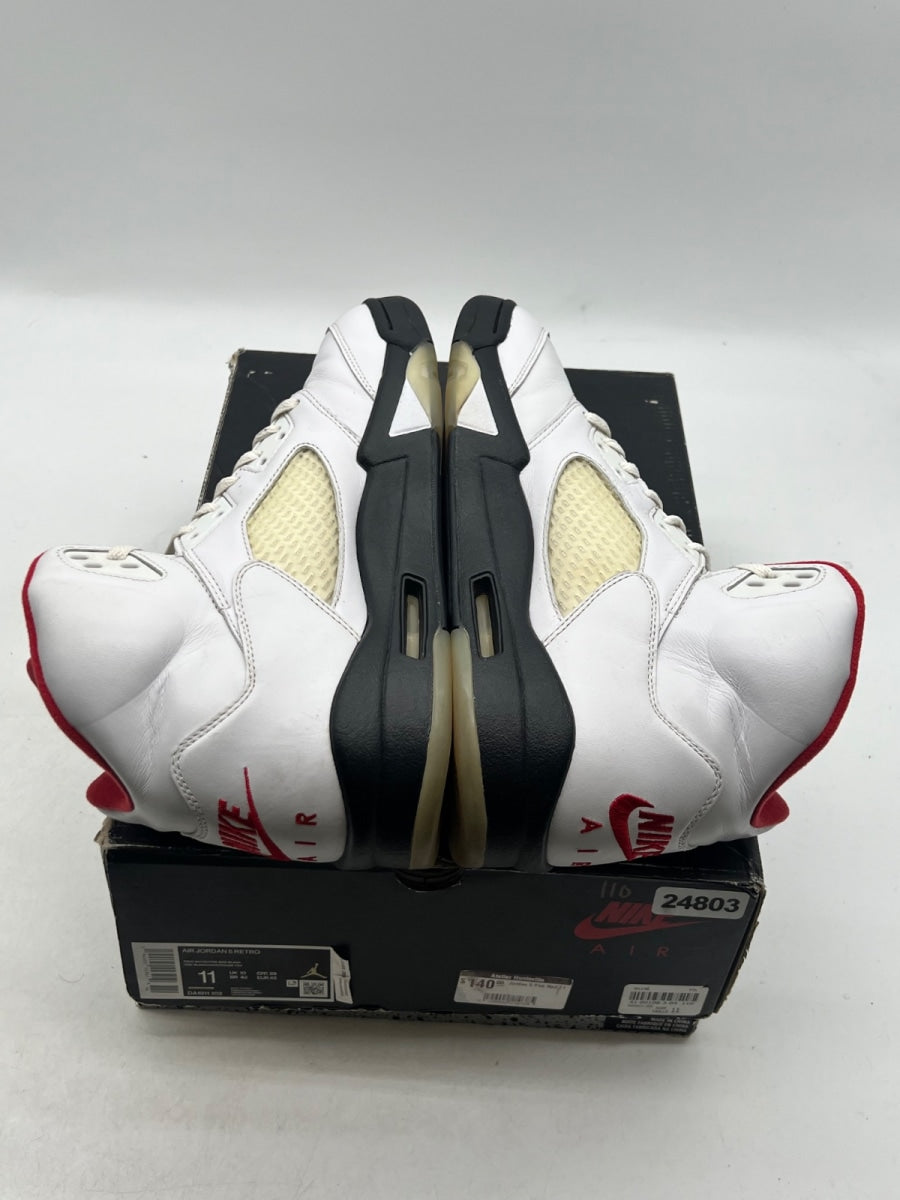 Jordan 5 Retro Fire Red Silver Tongue (2020) 11 (Moderately Worn Pre-Owned)JordanWhite/Black-Metallic Silver-Fire Red - Image 9