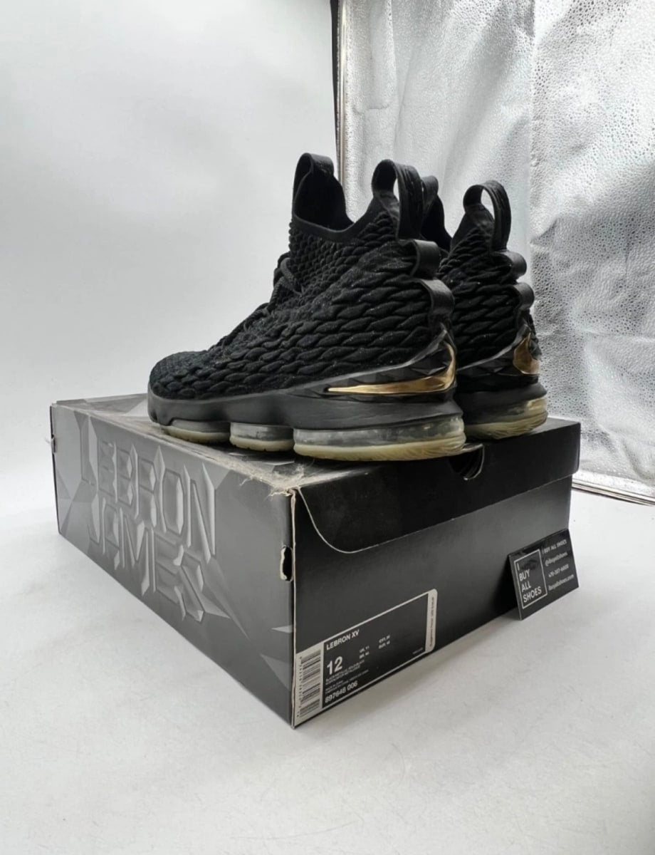 Nike LeBron 15 Black Gold 12 (Lightly Worn Pre-Owned)NikeBlack/Black-Metallic Gold - Image 4