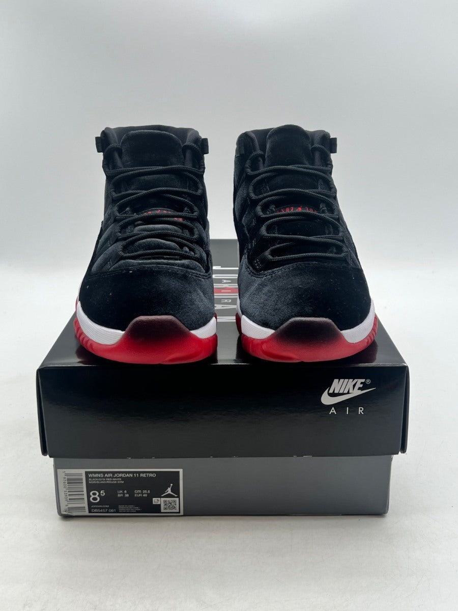 Jordan 11 Retro Bred Velvet (Women's) 8.5W (Lightly Worn Pre-Owned)JordanBlack/Gym Red/White - Image 2