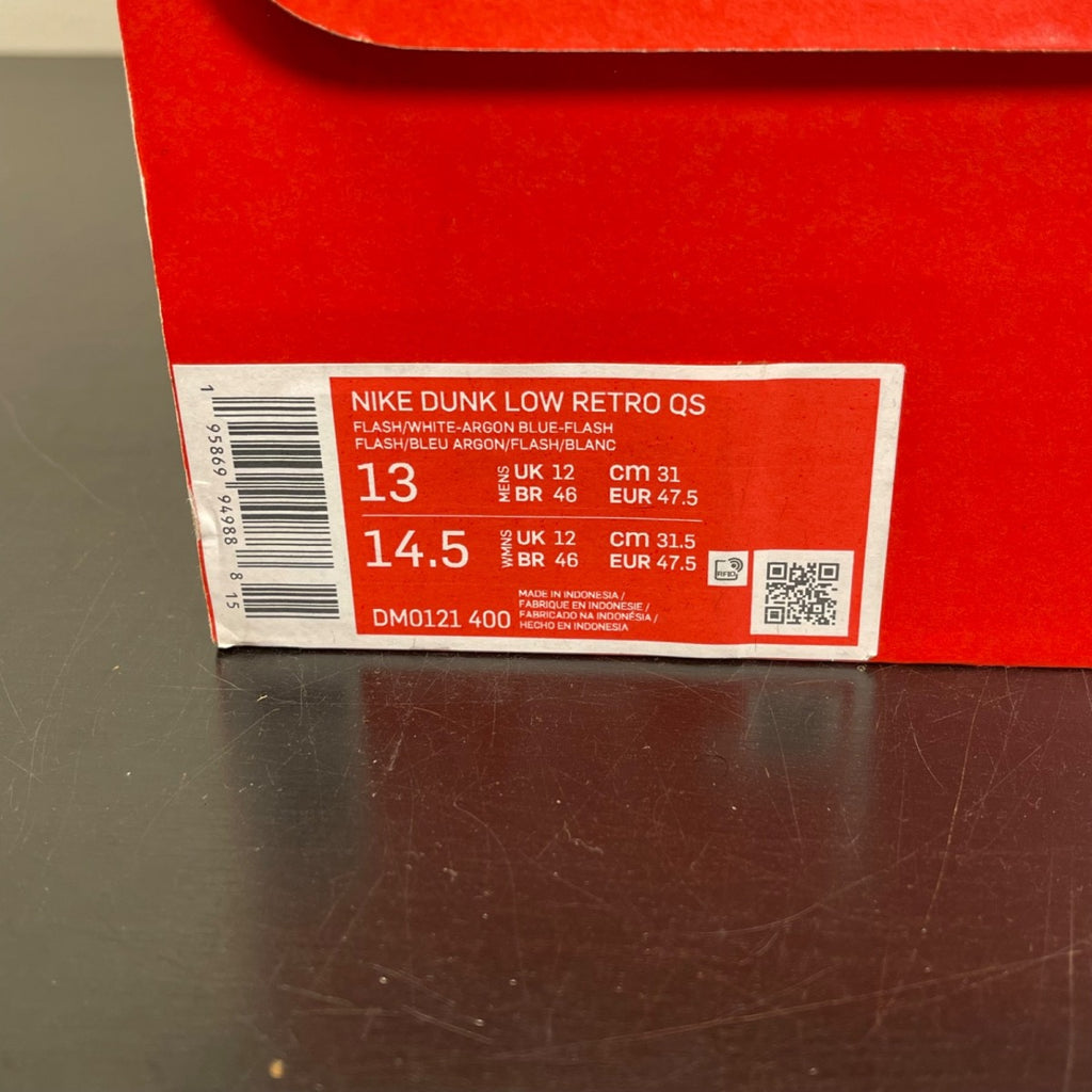 Nike Dunk Low Retro QS Argon (2022) 13 (Moderately Worn Pre-Owned)NikeFlash/White-Argon Blue-Flash - Image 7